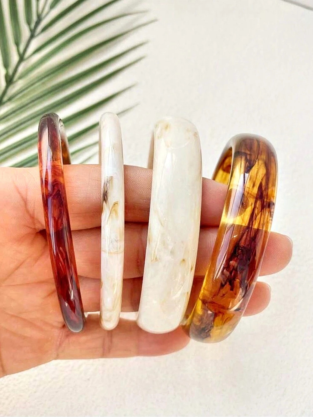 Tortoiseshell Bangles in Brown & White